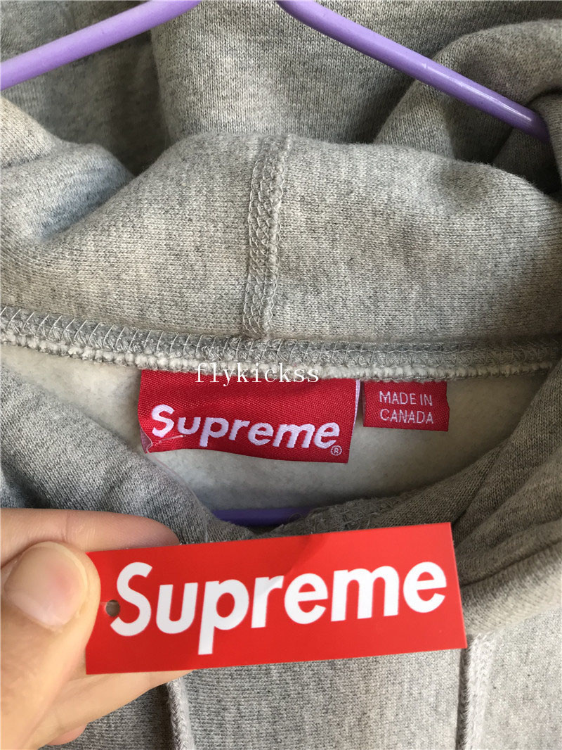 Supreme Grey Hoodie With Orange Box Logo